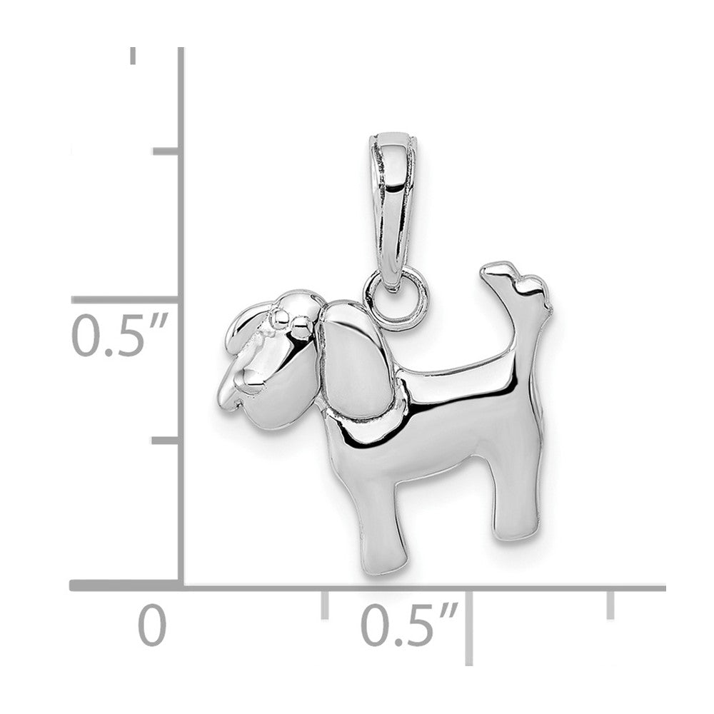 10K Weißgold Poliert Hund Charm