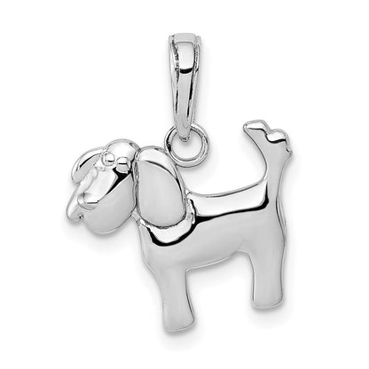 10K Weißgold Poliert Hund Charm