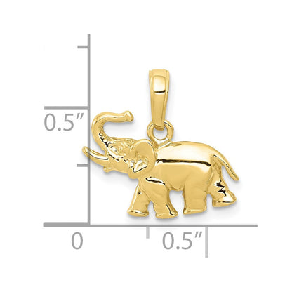 10K Gelbgold Poliert Elefant Charm