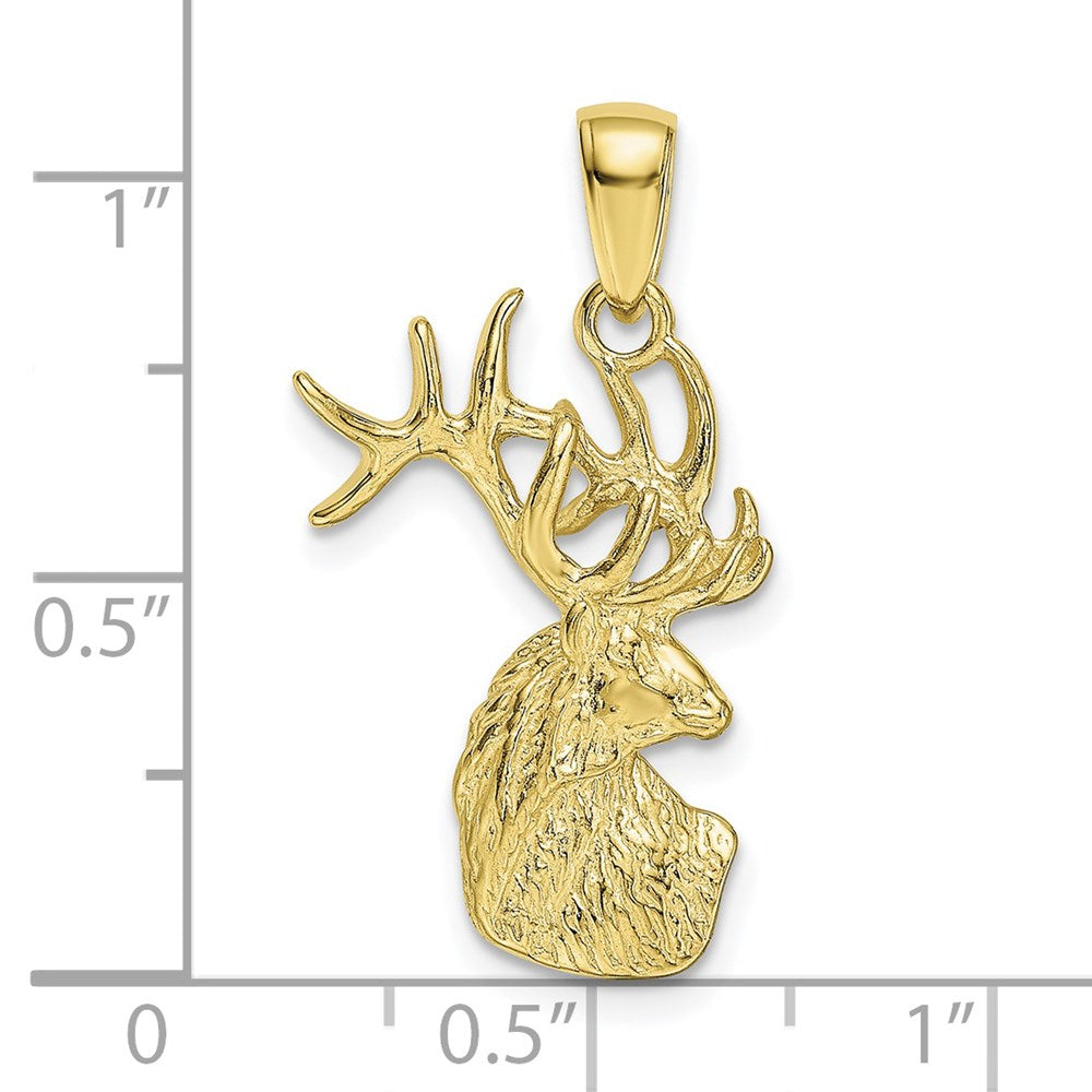 10K Gelbgold 10K Poliert Hirsch Kopf Charm