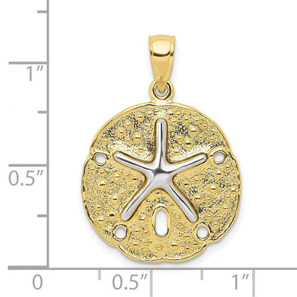 10K Bicolor Sand Dollar mit Seestern Anhänger