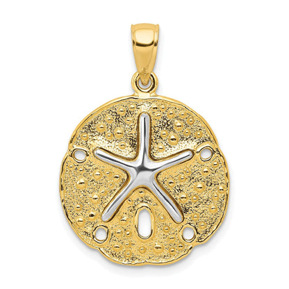 10K Bicolor Sand Dollar mit Seestern Anhänger