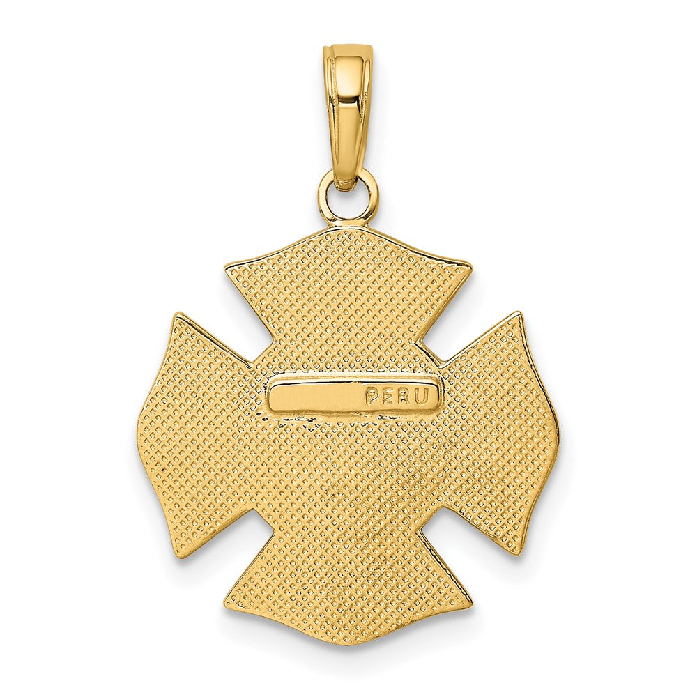 10K Gelbgold Feuer Dept. Maltese Kreuz Anhänger