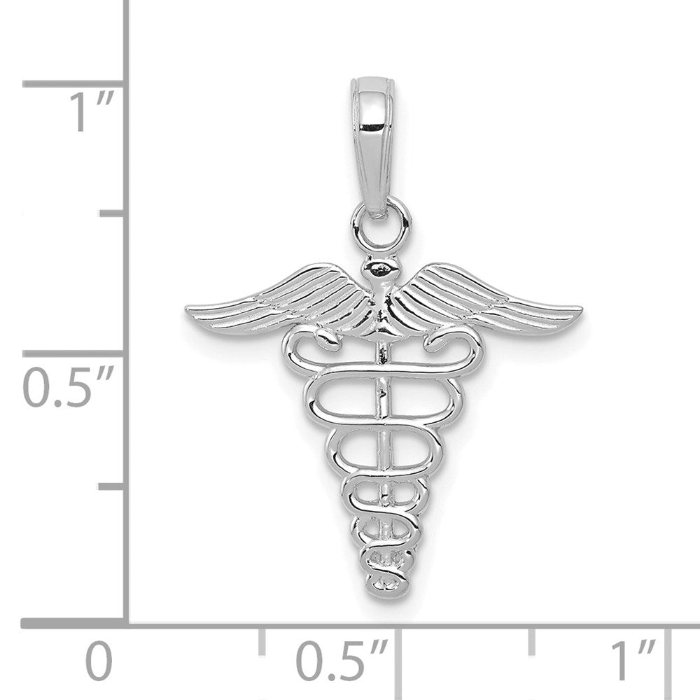 10K Weißgold Caduceus Anhänger