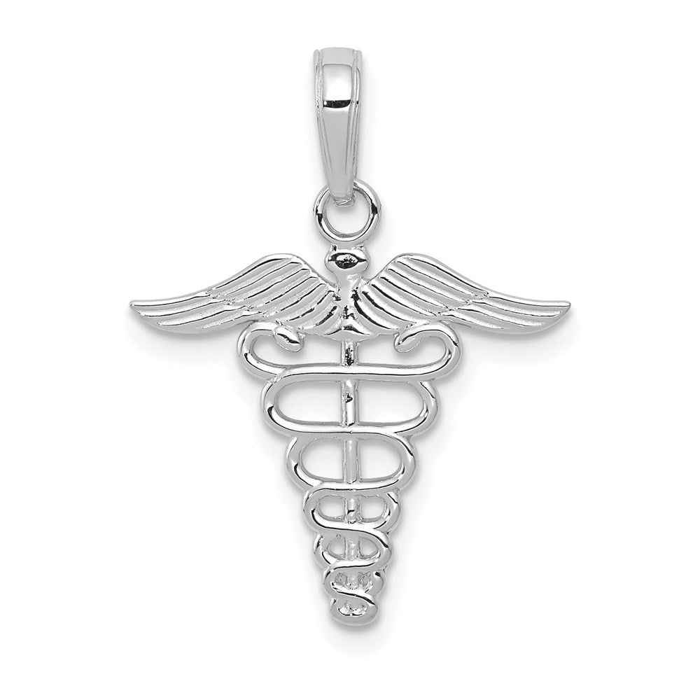 10K Weißgold Caduceus Anhänger