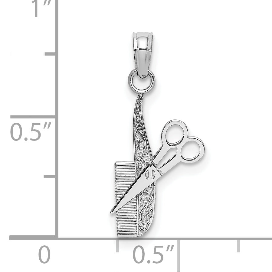 10K Weißgold Comb und Scissors Charm