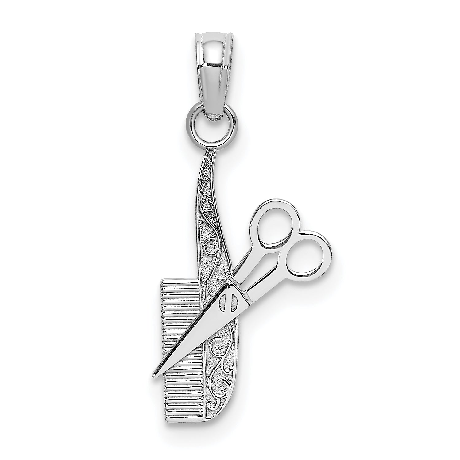 10K Weißgold Comb und Scissors Charm
