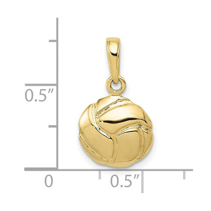 10K Gelbgold 10K Massiv Satiniert Diamantiert Volleyball Charm