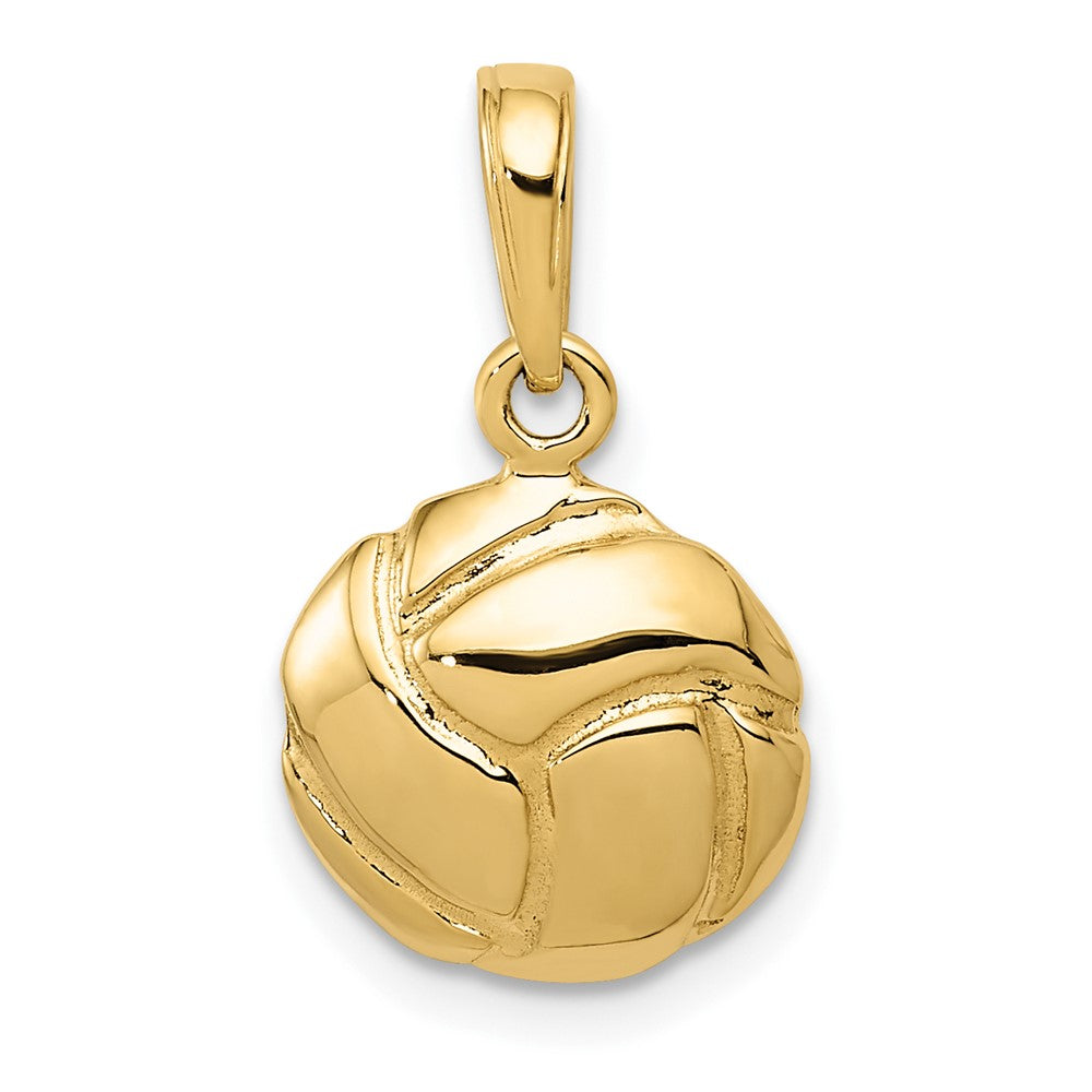 10K Gelbgold 10K Massiv Satiniert Diamantiert Volleyball Charm