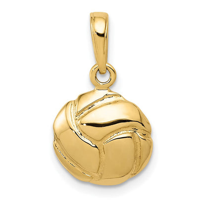 10K Gelbgold 10K Massiv Satiniert Diamantiert Volleyball Charm