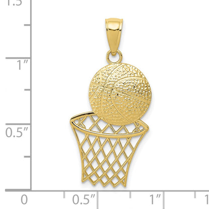 10K Gelbgold 10K Basketball und Net Anhänger