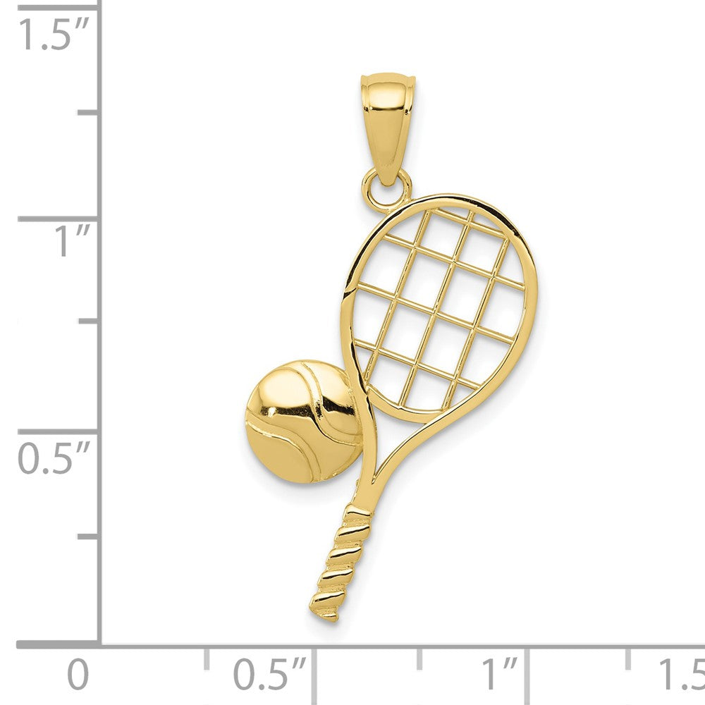 10K Gelbgold Diamantiert Tennis Schläger Charm