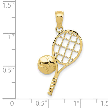 10K Gelbgold Diamantiert Tennis Schläger Charm