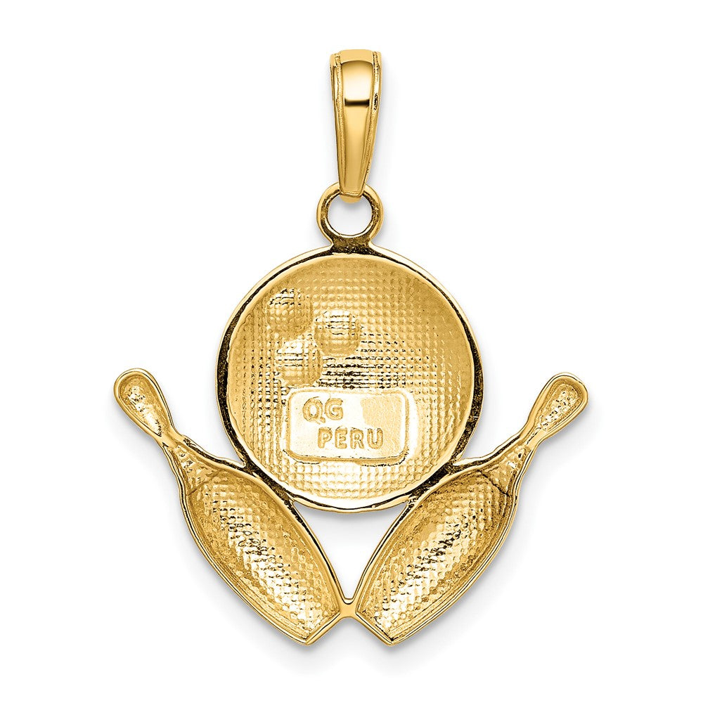10K Gelbgold Diamantiert Bowling Theme Charm