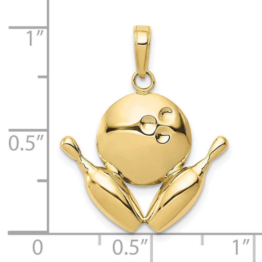 10K Gelbgold Diamantiert Bowling Theme Charm