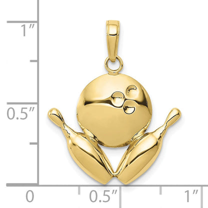 10K Gelbgold Diamantiert Bowling Theme Charm