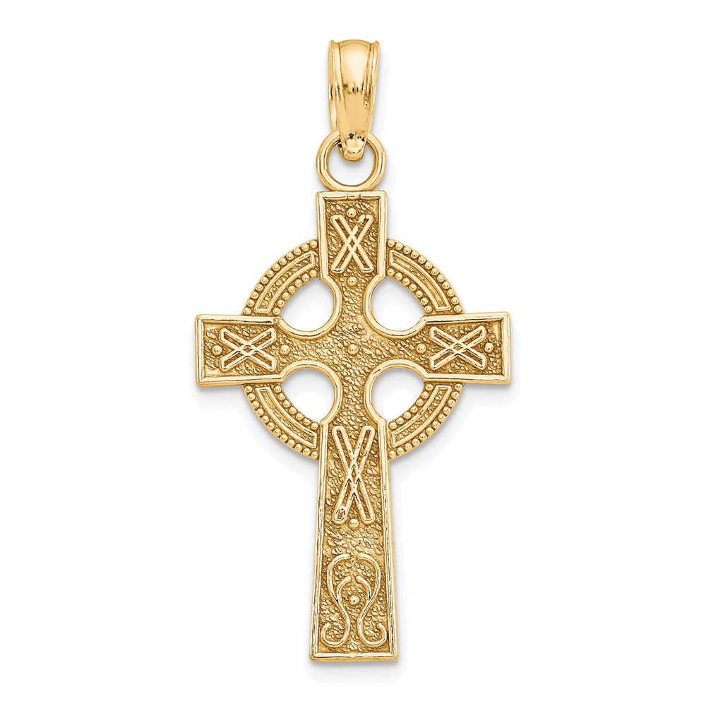 10K Gelbgold Keltisch Kreuz mit Memoire Kreis Anhänger