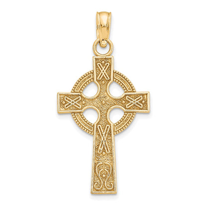 10K Gelbgold Keltisch Kreuz mit Memoire Kreis Anhänger