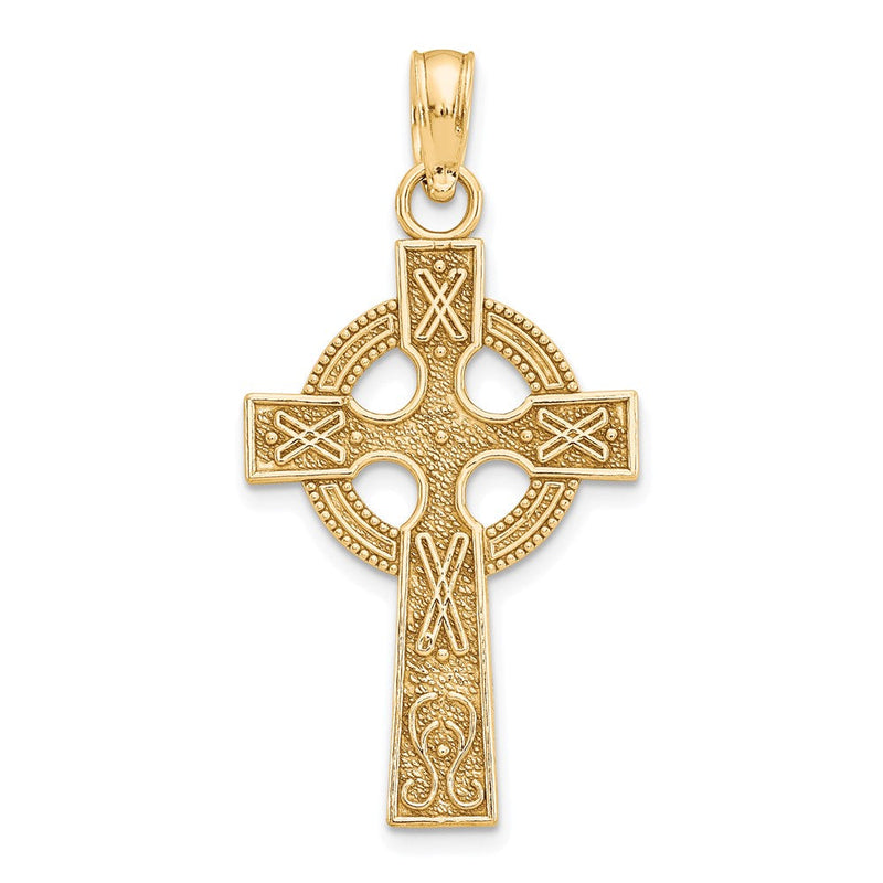 10K Gelbgold Keltisch Kreuz mit Memoire Kreis Anhänger