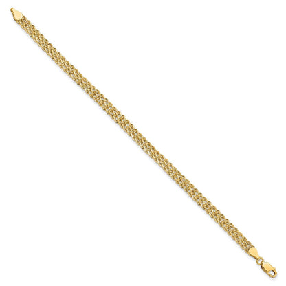 10K Gelbgold 4.5mm Breit Diamantiert Dreifach Kordel Gliederarmband