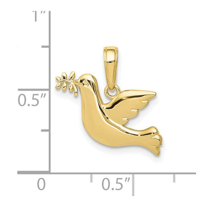 10K Gelbgold Poliert Taube Charm