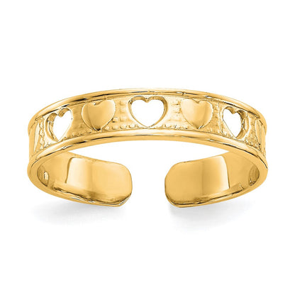 10K Gelbgold Poliert mit Herzen Zehenring