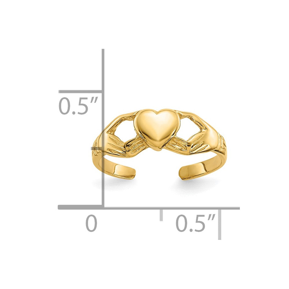 10K Gelbgold Poliert Claddagh Zehenring