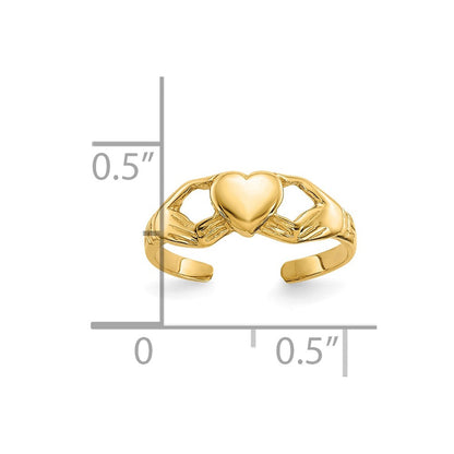 10K Gelbgold Poliert Claddagh Zehenring