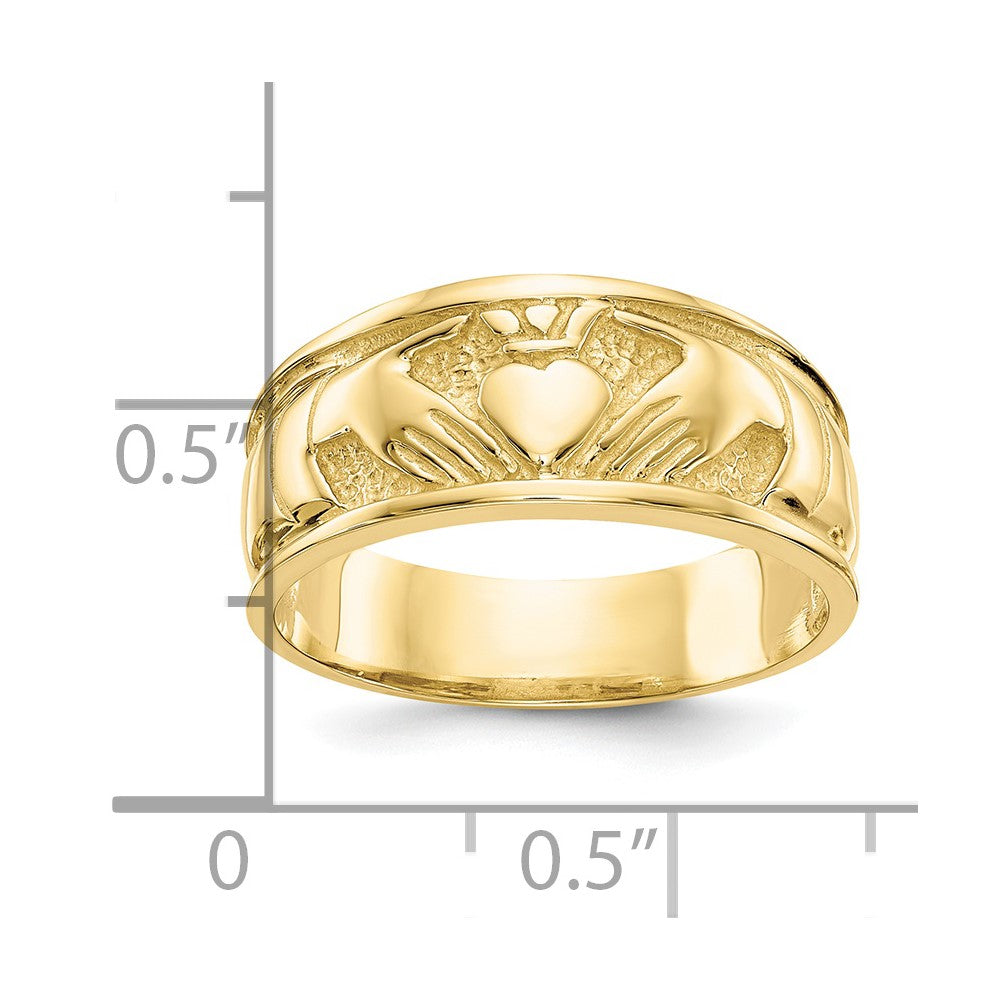 10K Gelbgold Poliert Claddagh Ring