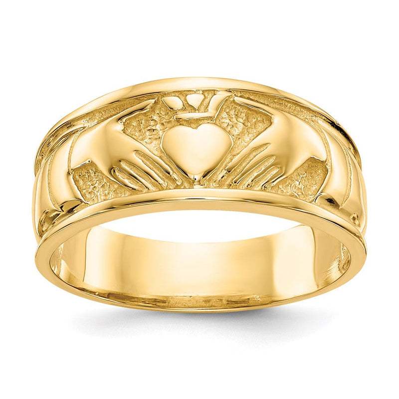10K Gelbgold Poliert Claddagh Ring