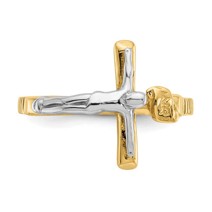 10K Bicolor Poliert Inri Kruzifix Ring