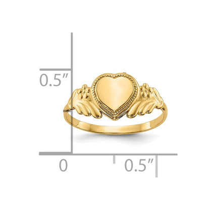 10K Gelbgold Poliert Herz Kind Ring