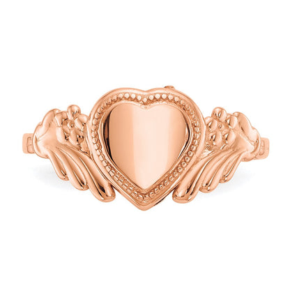 10K Roségold Poliert Herz Kind Ring