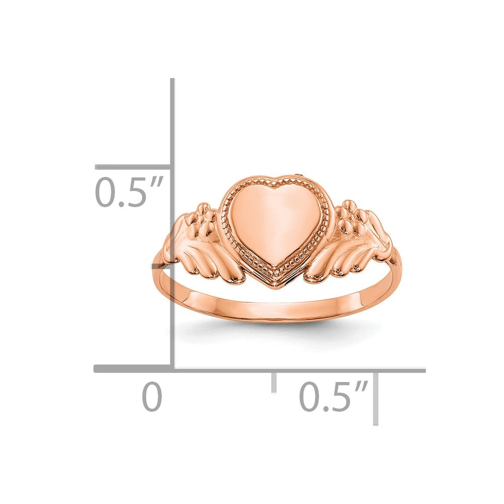 10K Roségold Poliert Herz Kind Ring