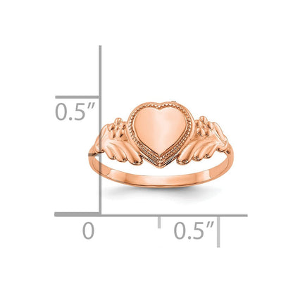 10K Roségold Poliert Herz Kind Ring