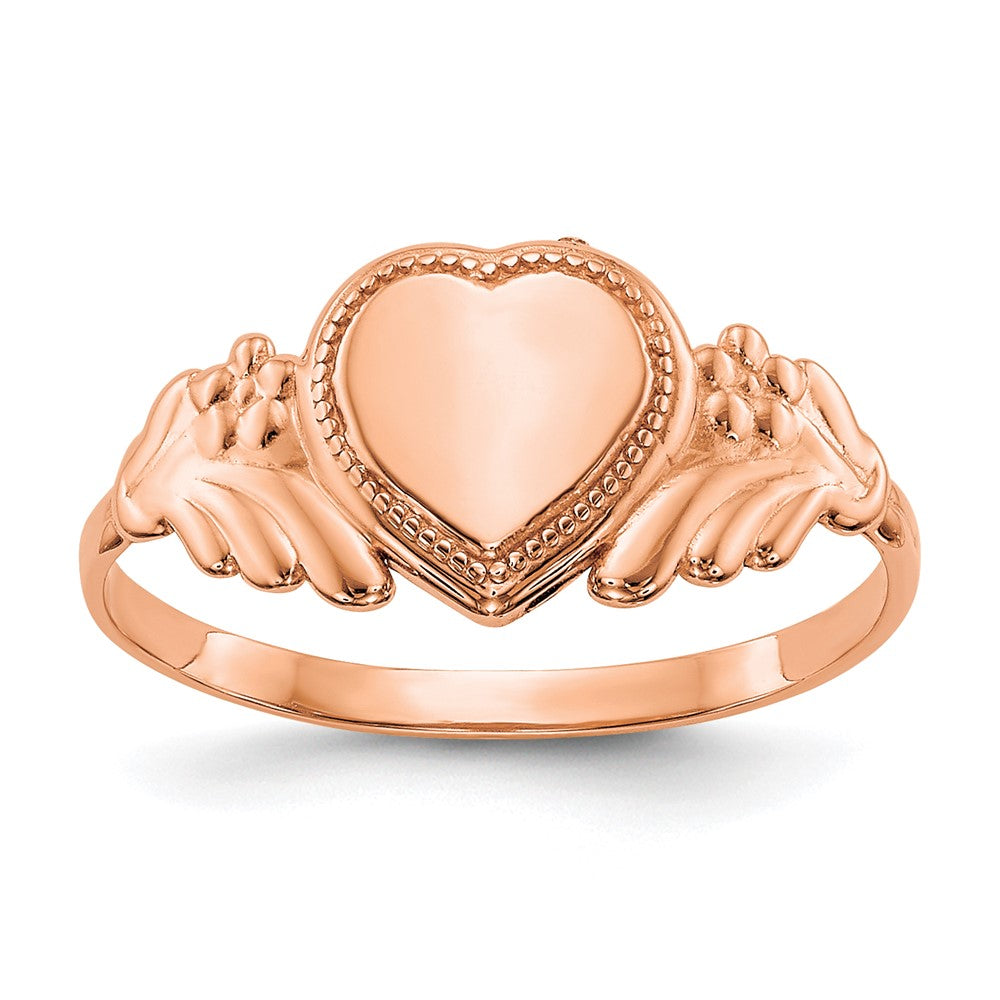 10K Roségold Poliert Herz Kind Ring