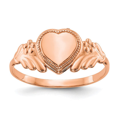 10K Roségold Poliert Herz Kind Ring