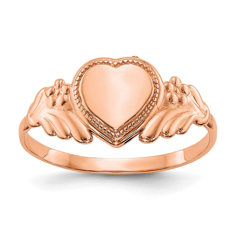 10K Roségold Poliert Herz Kind Ring