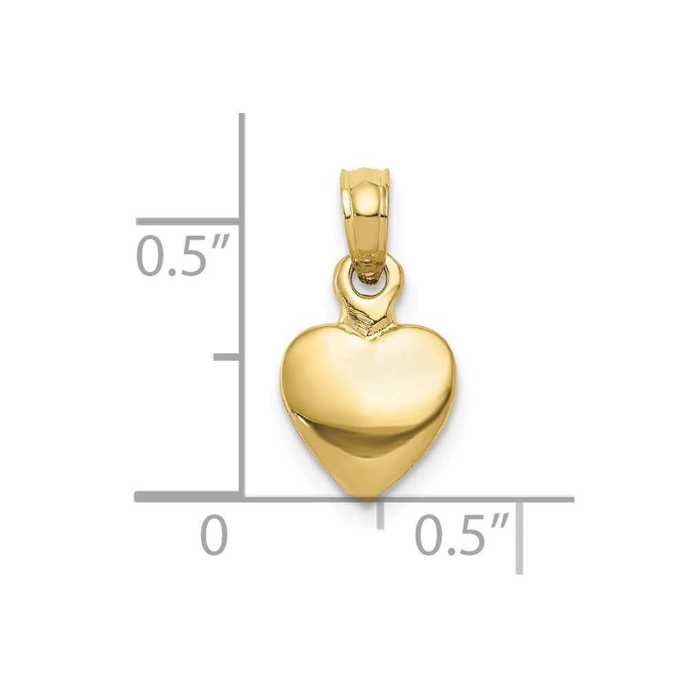 10K Gelbgold 10K Poliert Massiv 3d Herz Anhänger