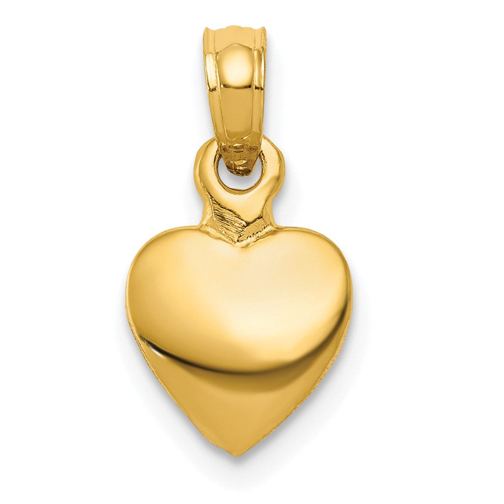 10K Gelbgold 10K Poliert Massiv 3d Herz Anhänger