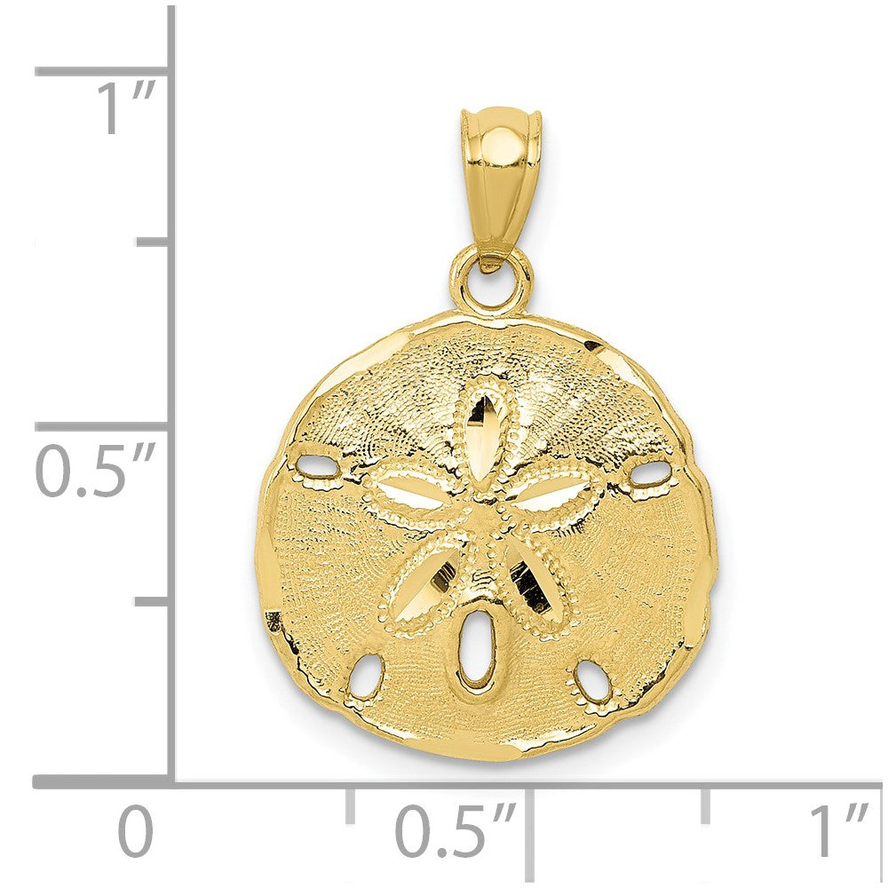 10K Gelbgold Poliert Groß Sand Dollar Anhänger
