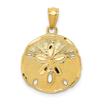 10K Gelbgold Poliert Groß Sand Dollar Anhänger