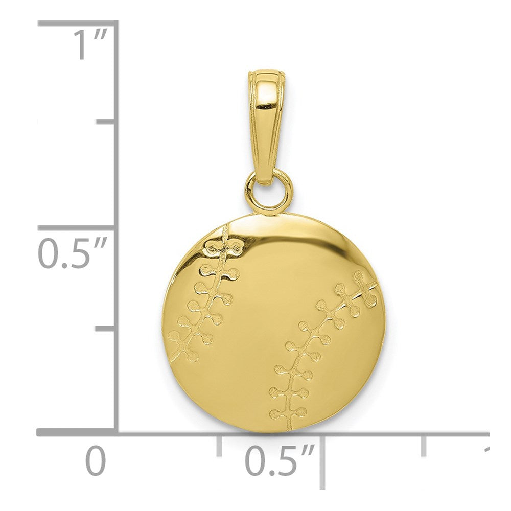 10K Gelbgold 10K Poliert Baseball Geschlossen Rückseite Anhänger