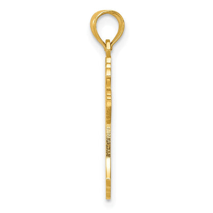 10K Gelbgold 10K Poliert Kreuz mit Lace Mittig und Pfeil Tips Anhänger