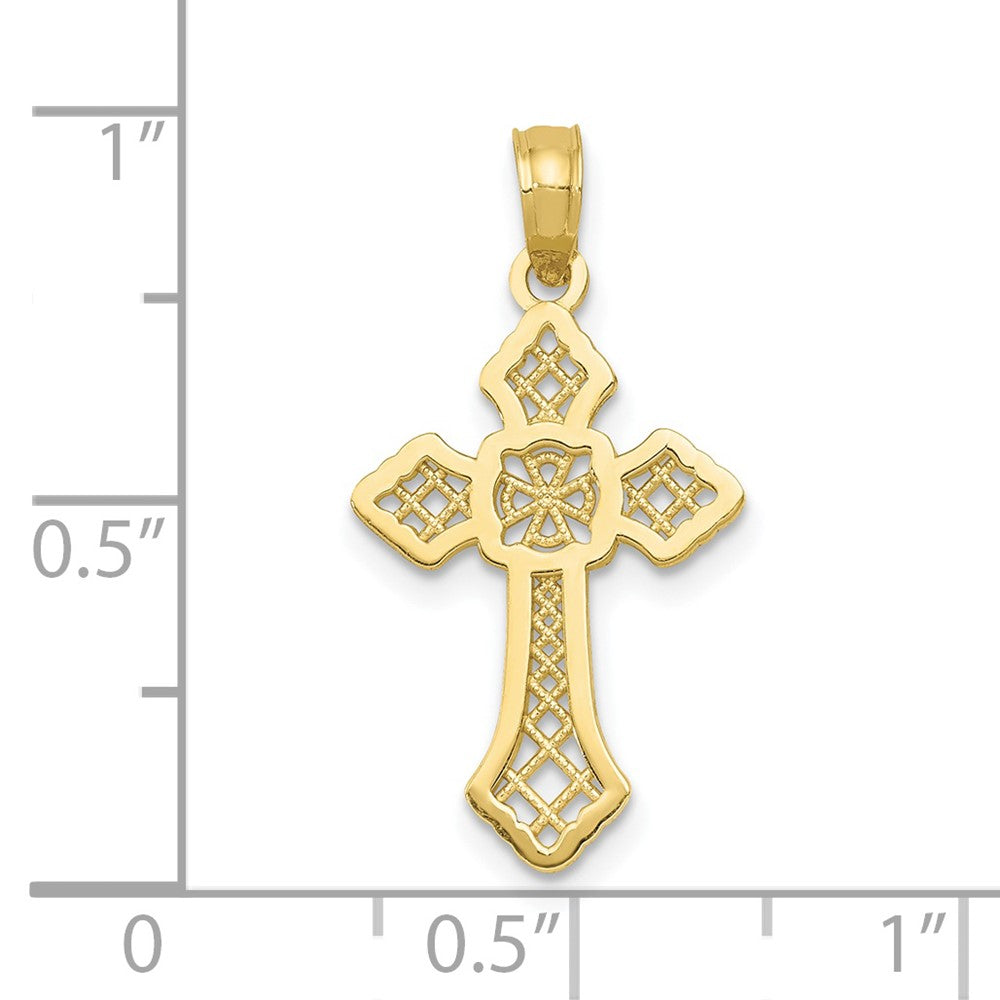 10K Gelbgold 10K Poliert Kreuz mit Lace Mittig und Pfeil Tips Anhänger