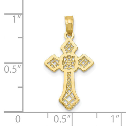 10K Gelbgold 10K Poliert Kreuz mit Lace Mittig und Pfeil Tips Anhänger