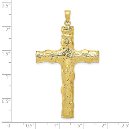 10K Gelbgold Groß Strukturiert Kreuz Anhänger