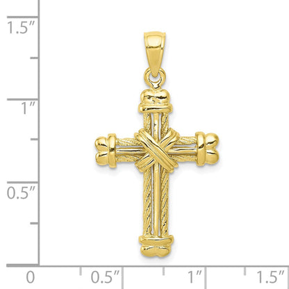 10K Gelbgold 10K Poliert Strukturiert Kreuz Anhänger