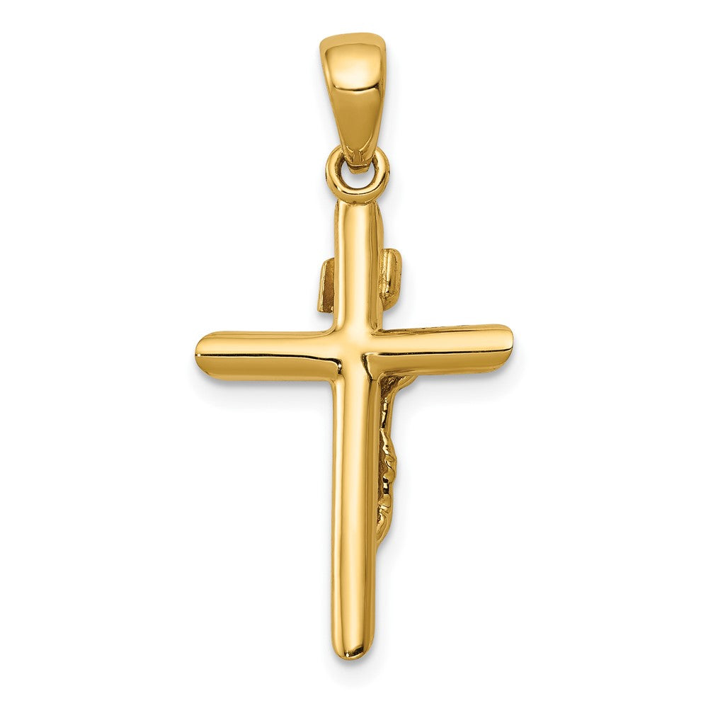 10K Gelbgold 10K Poliert 2-d Kruzifix mit Jesus auf Kreuz Anhänger