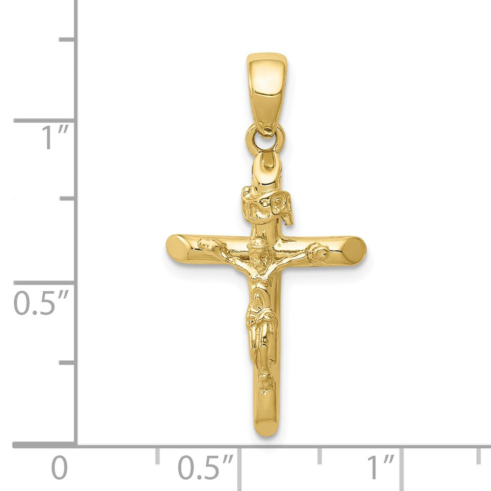 10K Gelbgold 10K Poliert 2-d Kruzifix mit Jesus auf Kreuz Anhänger